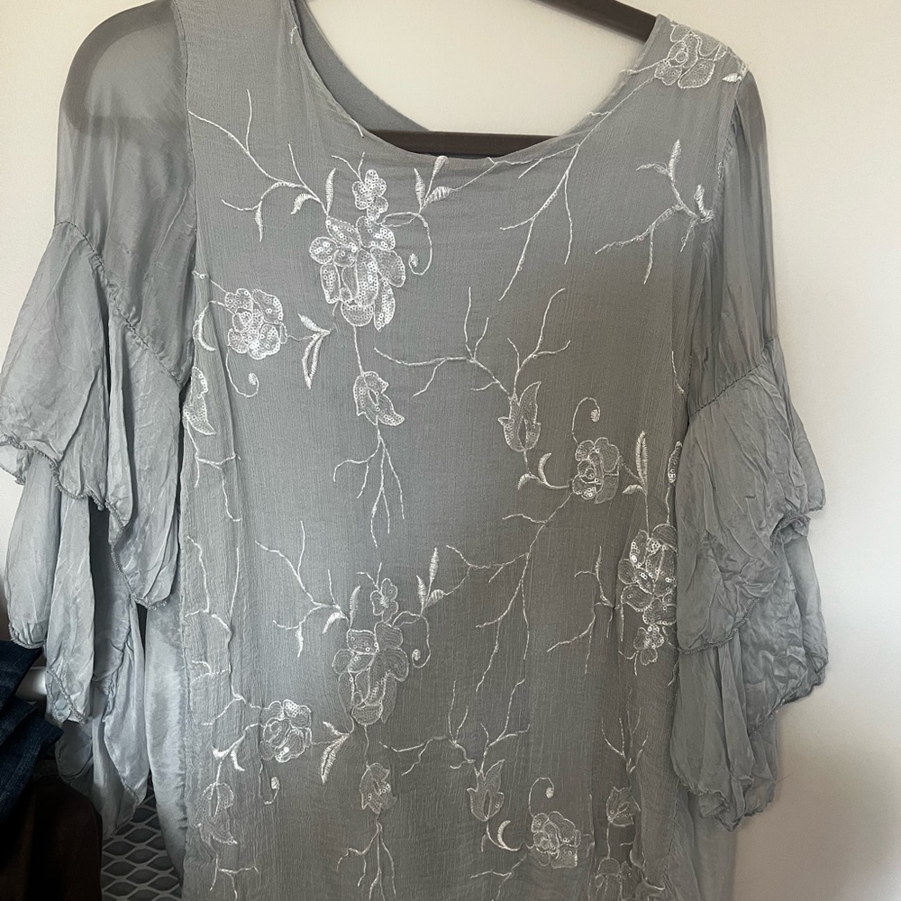 Embroidered Silk Women's Top